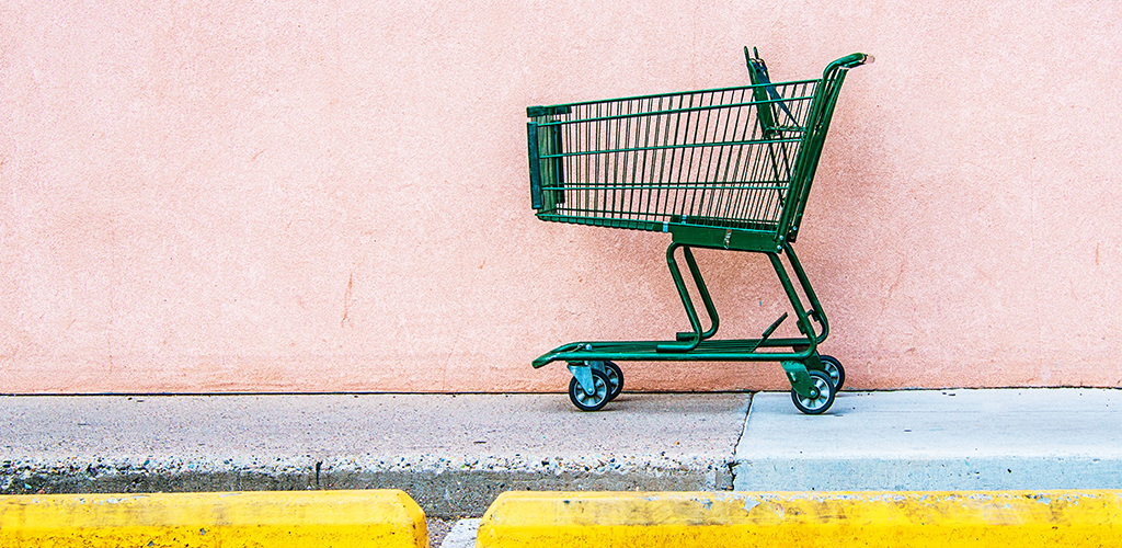 An abandoned shopping cart to illustrate why customers abandon shopping carts.