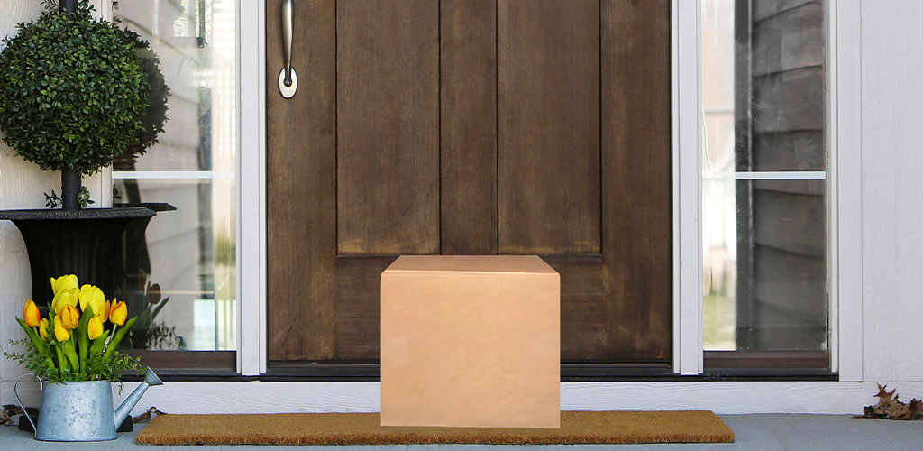 Shipping box delivered to front porch