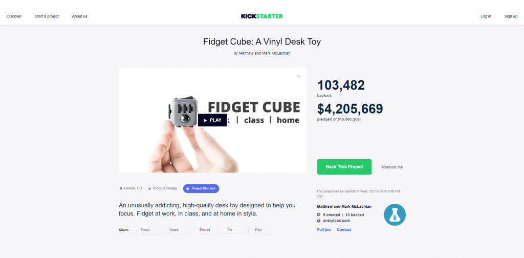 Fidget Cub Kickstarter Product Launch