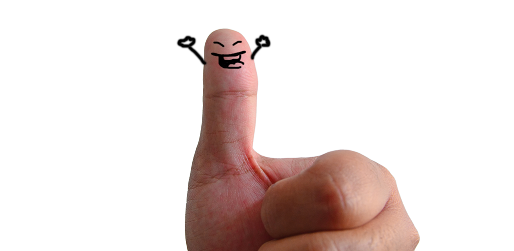 Thumbs up with happy drawing