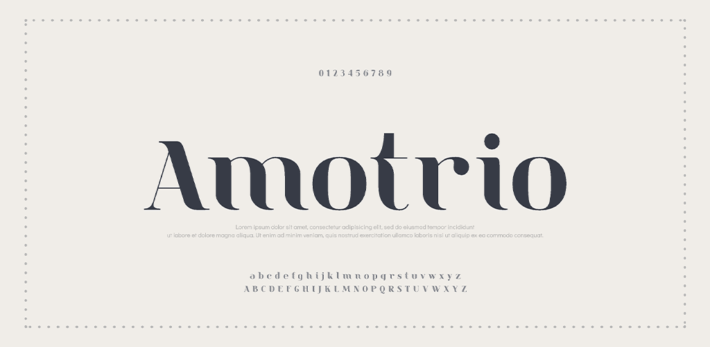 Amotrio font alphabet sample