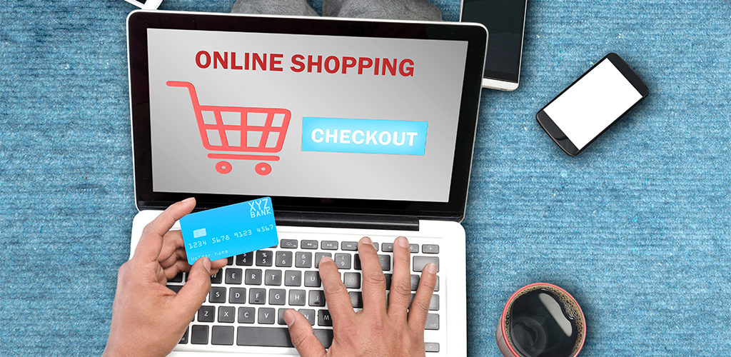 Online shopping website checkout page with credit card